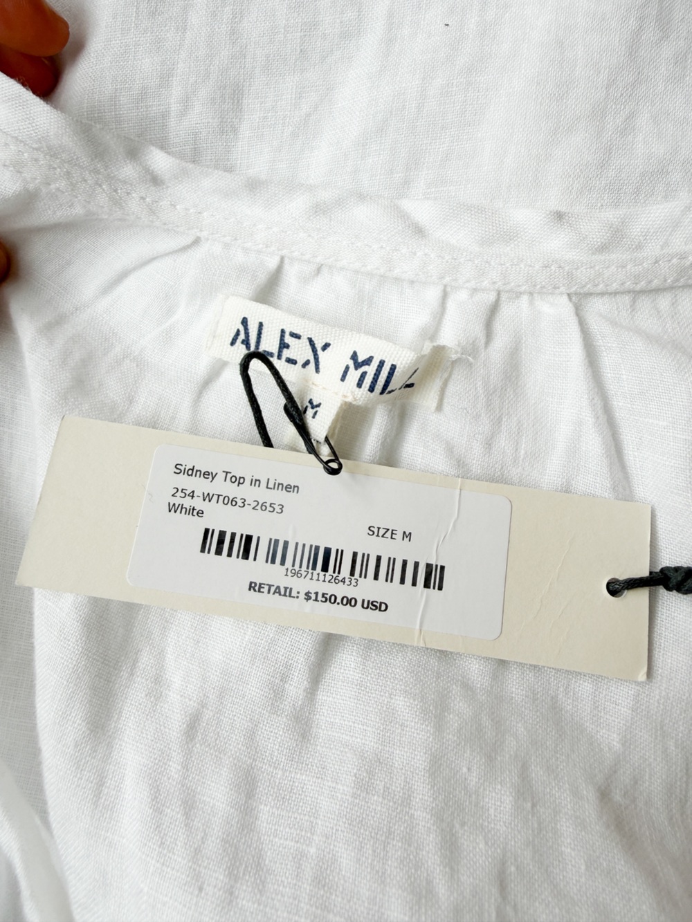 New! ALEX MILL • Sydney Linen Top in White - Picture 10 of 13